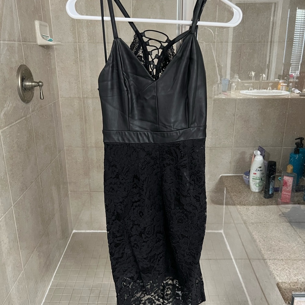 Hot Miami Styles leather and lace dress